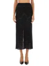 Etro Knitted Jacquard Midi Skirt With Rear Slit In Black