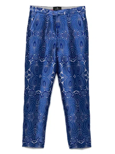 Etro Jacquard-lace Trousers In Blue
