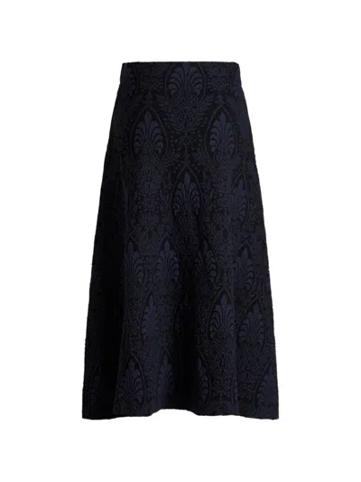 Etro Jacquard Maxi Skirt With Medallion Motif In Blue