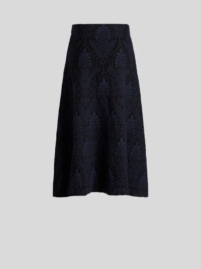 Etro , Langer Jacquard-rock Mit Medaillon-motiv, Damen, Blau, Grösse 38 In Blue