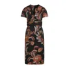 Etro Floral Embroidered Midi Dress With Short Sleeves In Black
