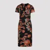 Etro Floral Embroidered Midi Dress With Short Sleeves In Black