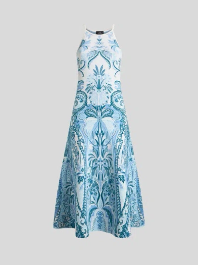 Etro Paisley-jacquard Midi Dress In Blue