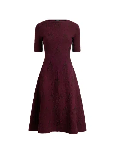 Etro Jacquard Midi Dress With Medallion Motif In Red