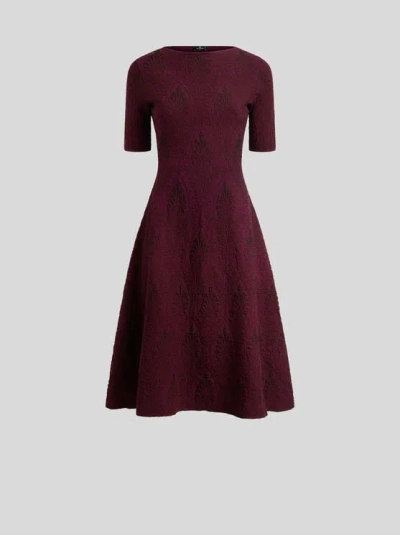 Etro Jacquard Midi Dress With Medallion Motif In Red