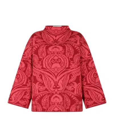 Etro Jacquard Mock-neck Sweater In Red