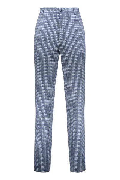 Etro Jacquard Motif Trousers In Blue