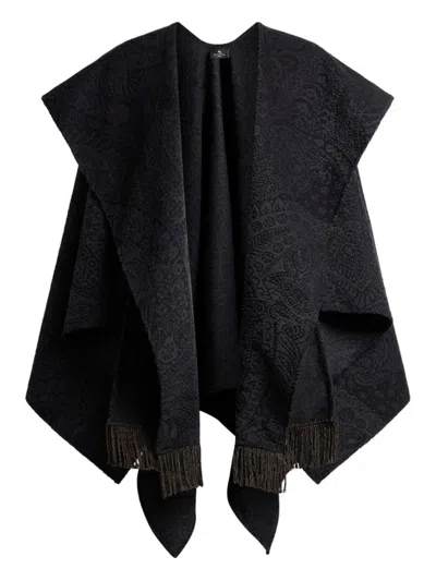 Etro Jacquard Paisley Cape In Black