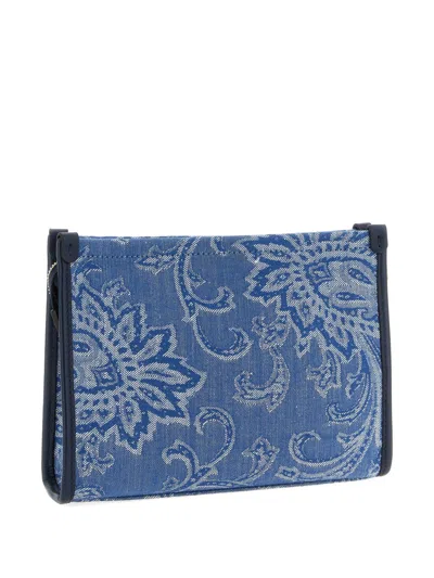 Etro Jacquard Paisley Clutch In Blue