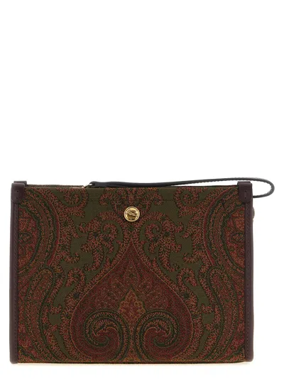 Etro Jacquard Paisley Clutch In Green