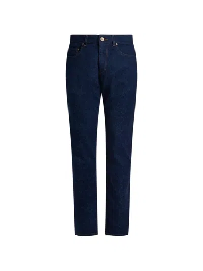 Etro Jacquard Paisley Jeans In Blue