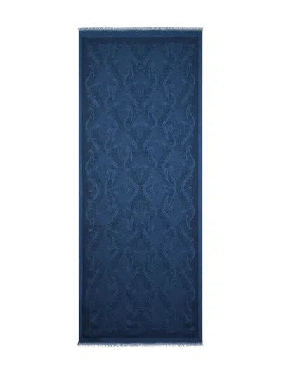 Etro Jacquard Paisley-motif Scarf In Blue