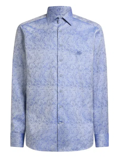 Etro Jacquard Paisley Motif Shirt In Blue