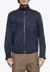 Etro Leather-trimmed Cotton And Wool-blend Jacquard Bomber Jacket In Navy