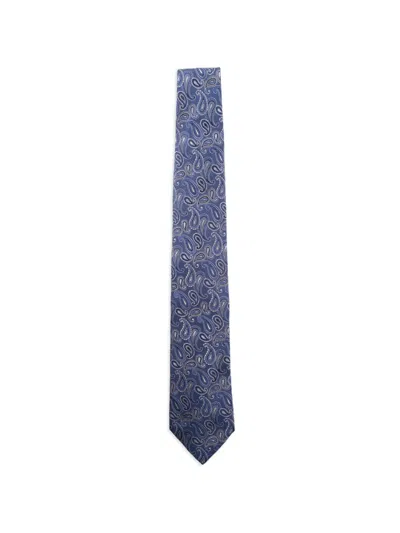 Etro Jacquard Paisley-print Silk Tie In Blue