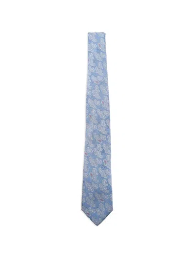 Etro Jacquard Paisley-print Silk Tie In Blue