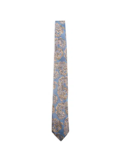 Etro Jacquard Paisley-print Silk Tie In Blue