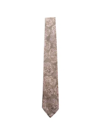 Etro Jacquard Paisley-print Silk Tie In Brown