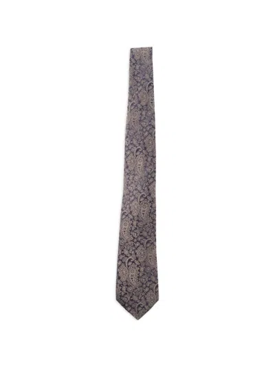 Etro Jacquard Paisley-print Silk Tie In Brown