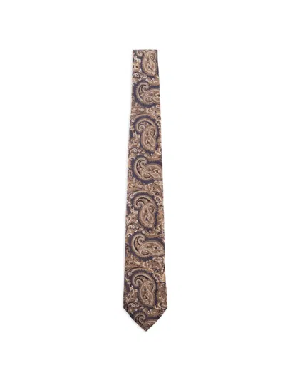 Etro Jacquard Paisley-print Silk Tie In Brown
