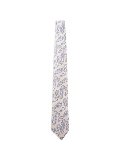Etro Jacquard Paisley-print Silk Tie In Neutral