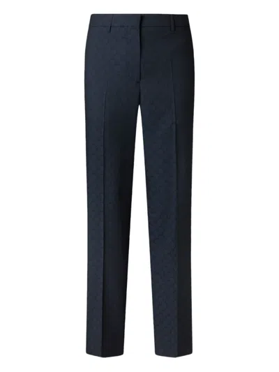 Etro Jacquard Palm-motif Trousers In Blue