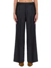 Etro Grey Wide Pants With Concealed Closure In Wool Blend Woman