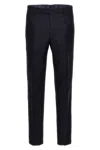Etro Blue Slim Flat Front Pants In Black