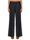 Etro Grey Wide Pants With Concealed Closure In Wool Blend Woman In Grey