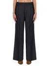 Etro Grey Wide Pants With Concealed Closure In Wool Blend Woman In Grey