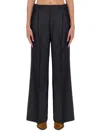 Etro Grey Wide Pants With Concealed Closure In Wool Blend Woman In Grey