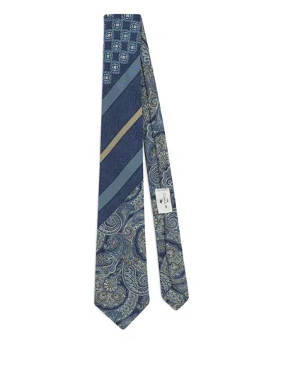 Etro Jacquard Patchwork Tie In Brown