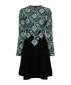 Etro Medallion Knit Jersey Long-sleeve Swing Dress In Black