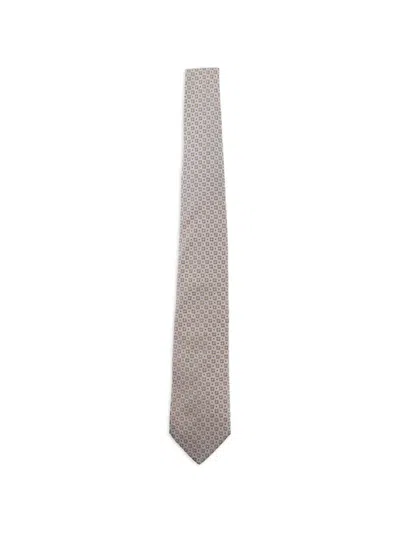 Etro Jacquard Pattern Silk Tie In Brown