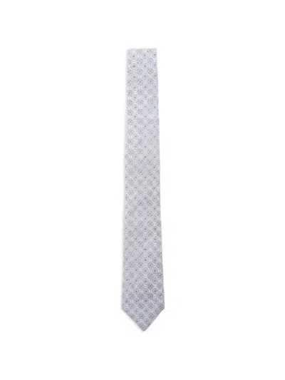 Etro Jacquard Pattern Silk Tie In Gray