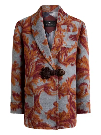 Etro Jacquard-pattern Toggle Coat In Multi