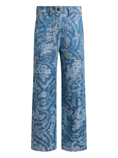 Etro Jacquard-pattern Trousers In Blau