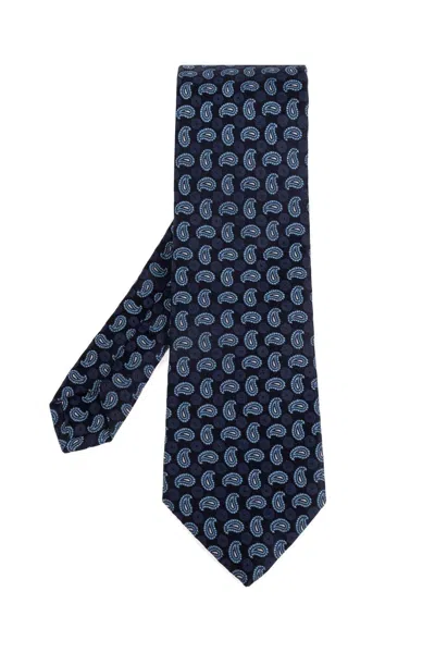 Etro Paisley Print Silk Tie In Blue