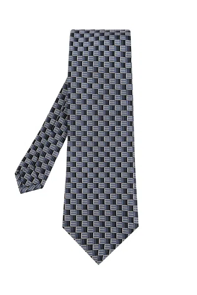 Etro Geometric Pattern Tie In Navy