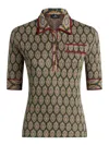 Etro Half-sleeves Jacquard Polo Shirt In Green
