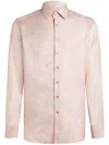 Etro , Jacquard Shirt, Man, White, Size 42 In Pink