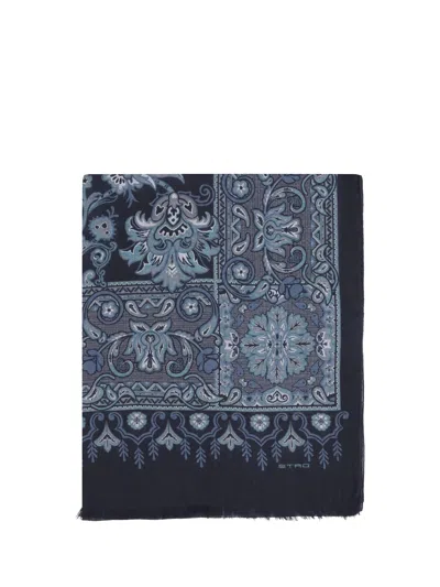Etro Jacquard Scarf In Blue