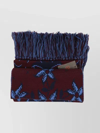 Etro Jacquard Scarf Fringes Floral Motifs In Multi