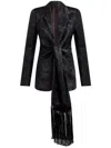 Etro Jacquard Fringe-tie Wrap Jacket In 黑色