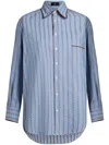 Etro Oversized Light Blue Jacquard Cotton Shirt In Blue