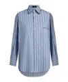 Etro Oversized Light Blue Jacquard Cotton Shirt In Blue