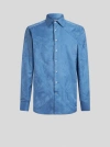 Etro , Jacquard Shirt, Man, Light Blue, Size 47 In Light Blue