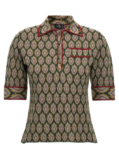 Etro Jacquard Shirt Polo In Multicolor