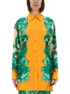 Etro Printed Collared Shirt With Cuffed Long Sleeves In Baby Blue
