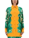 Etro Printed Collared Shirt With Cuffed Long Sleeves In Baby Blue